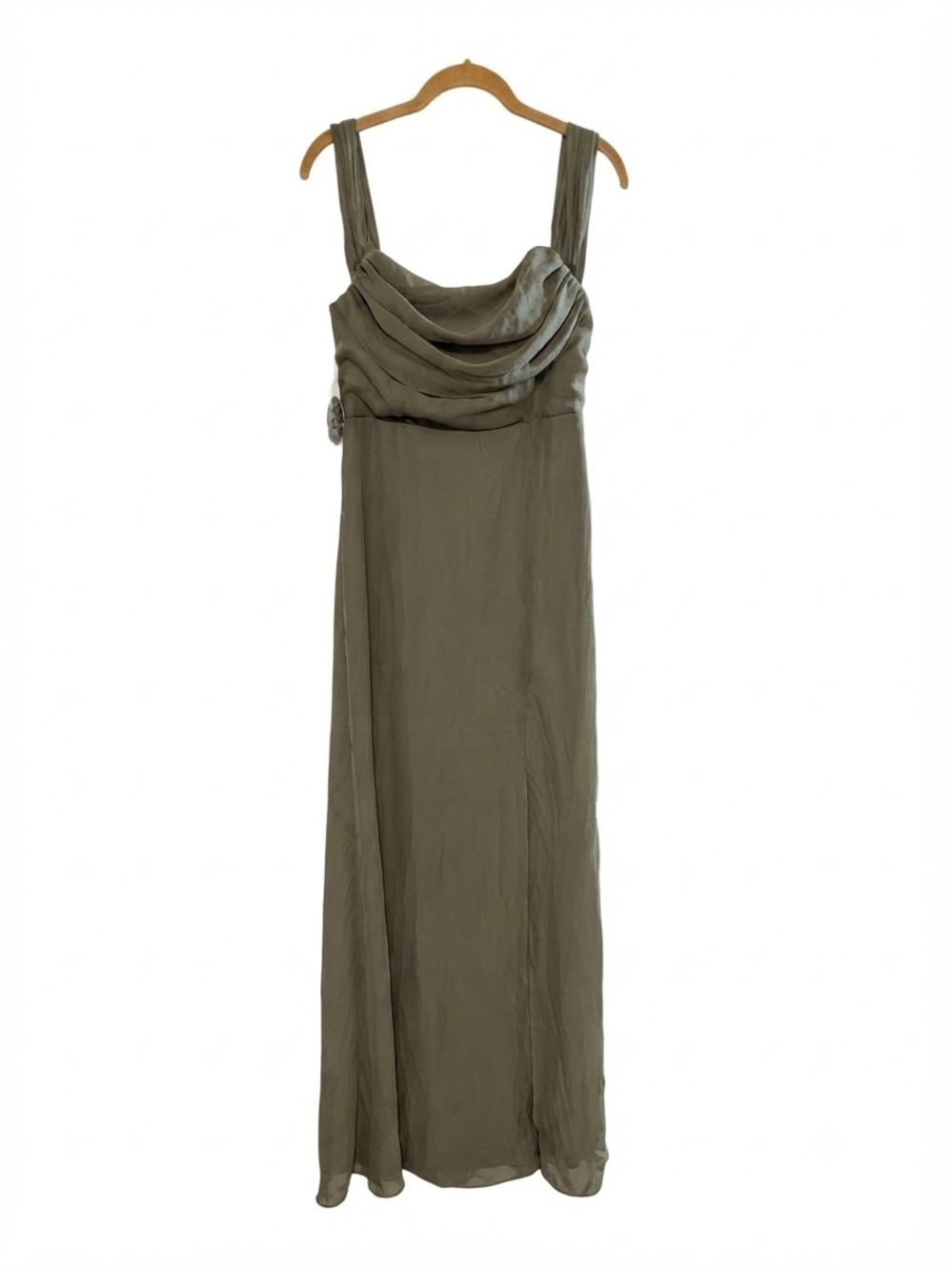 Birdy Grey Mira Chiffon Moss Green Bridesmaid Dress NWT Size M Cowl Neck
